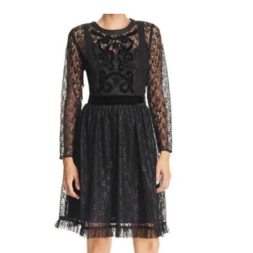 Nanette Lepore Black Lace Long Sleeve Dress
